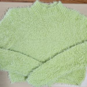 Wildfable Green Fuzzy Crop Top Size L
